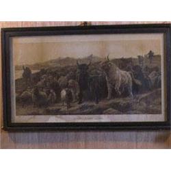 "A Scottish Raid" by Rosa Bonheur-The Manhattan Art Co. New York. Engraved by C.G. Lewis. Image is 3