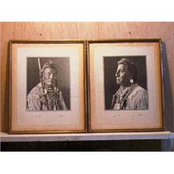 (2) 1927 Achromatic Lithographs of Indian Chiefs by Hileman. 7 7/8"x 9 3/4" images and 14"x 11" bord