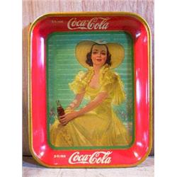 1938 Coca Cola tray-"Girl in Yellow Sun Dress". APV $100.00-$150.00....