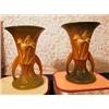 Image 1 : (2) Pieces of matching Roseville vases. Base Mark U.S.A. 132-7". One piece has small nick and hairli