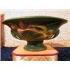 Image 1 : Roseville Handled compote-Base mark 8-10" U.S.A. Rich, Impressive color, no chips or cracks. APV $12