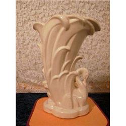 McCoy Swan/March flower vase. 9" tall, marked on base. No chips or cracks. APV $25.00-$45.00....