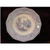 Image 1 : Staffordshire 10 1/2" Ironstone Blue and White Rim Shaped Plate. Stamped "chateau" pattern. (1) Hair