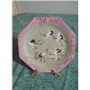 Image 1 : Unique glazed stoneware (Japanese/Chinese) octagon plate. Back mark is in seal character but un-read
