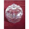 Image 1 : Glass Molded Pumpkin Biscuit Jar w/cover. 7" tall. APV $30.00-$40.00...