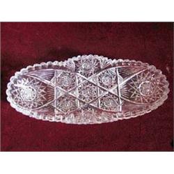 Glass cut leaded crystal Boat-10 3/4 . Diamond Star and Sun Ray Pattern. APV $100.00-$125.00....