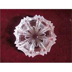 Glass cut lead crystal cigar Ashtray. Fine Diamond Quilt and Ribbed flower pattern. 6".APV $50.00-$6