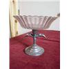 Image 1 : Older Pressed Glass Compote on a silver plate finely accented tulip base. 71/2" tall. APV $75.00-$85