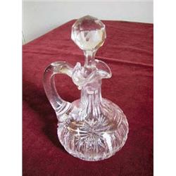 Glass cut Vinegar Cruet w/hand applied handle. APV $35.00-$40.00....