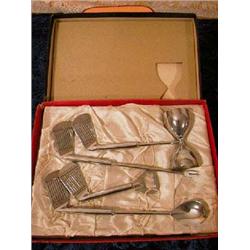 (4) Piece Japanese Chrome Plated Golf Club Cocktail Accessory set in original box. APV $20.00-$25.00