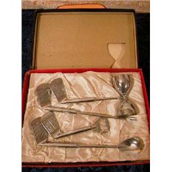 (4) Piece Japanese Chrome Plated Golf Club Cocktail Accessory set in original box. APV $20.00-$25.00