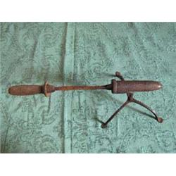 Goffering Iron-hand forged w/legs. Pennyfeet CA. 1780-1820 w/soldering iron-copper tip with wooden h