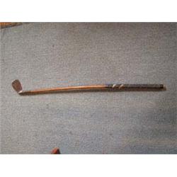 1890's  Harry Schopp Special  wooden hickory handled, hand forged putter. Patterned clubface, origin