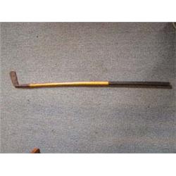 1890's  A Hunter  Scottish Putter. Wooden hickory handled, Scottie-Dash pattern clubface. Leather gr