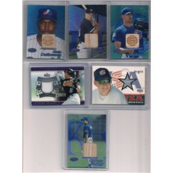Lot of (6) Major League Baseball Game-Used Relic Insert Cards