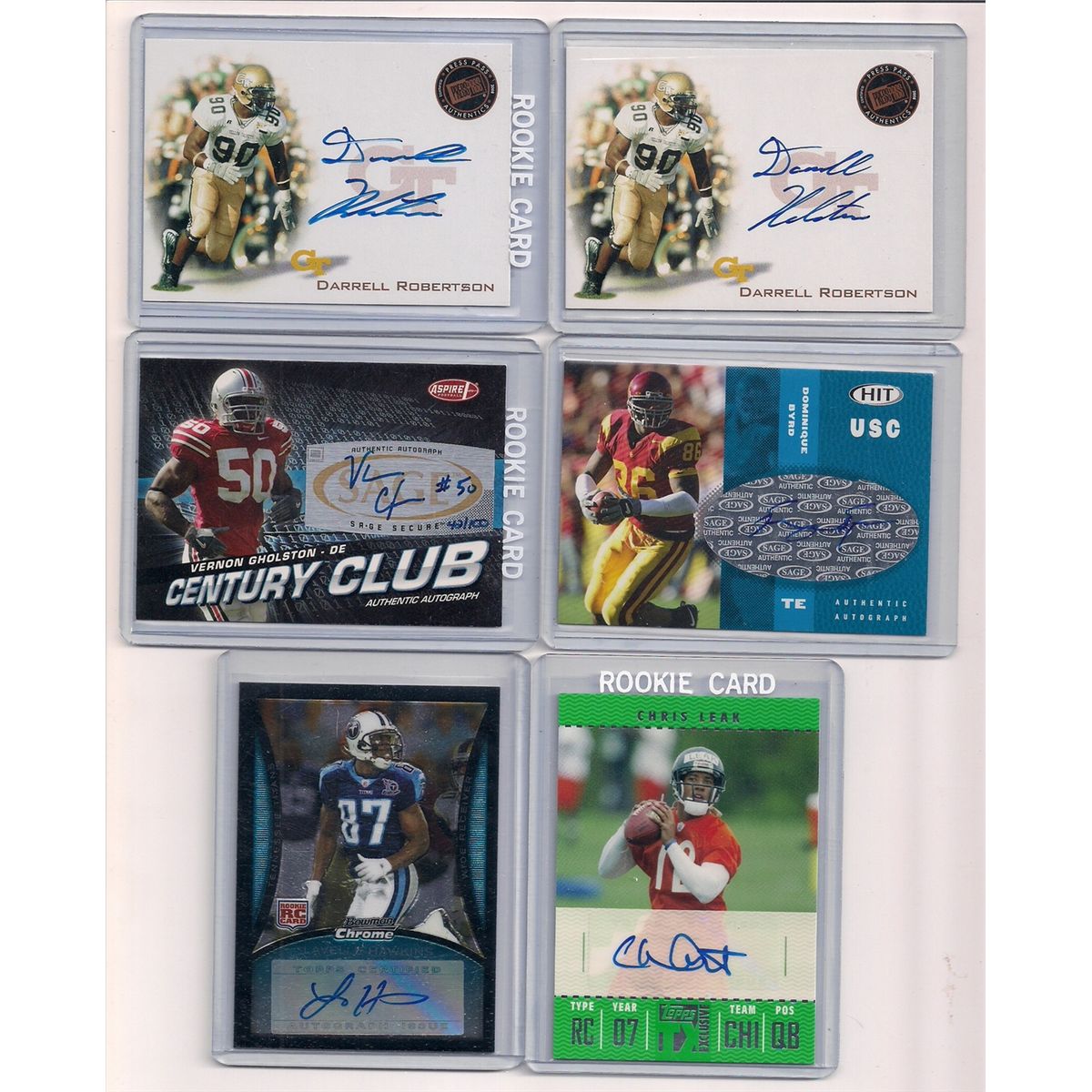 Lot of (6) NFL Autographed Rookie Cards