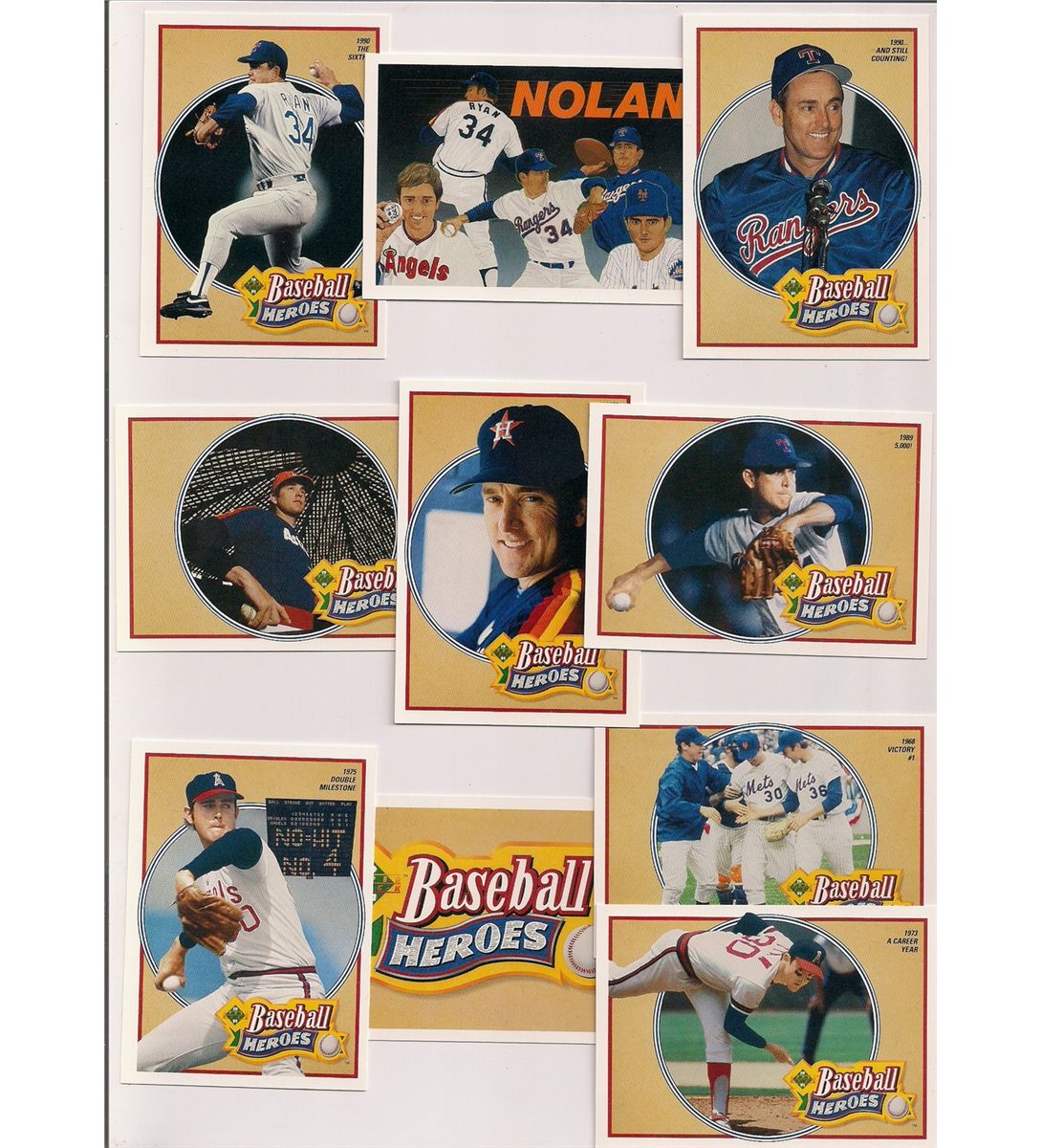 1990 Upper Deck Nolan Ryan Baseball Heroes 10 Card Complete Set 1990-upper-deck-nolan-ryan-baseball-heroes-10-card-complete-set
