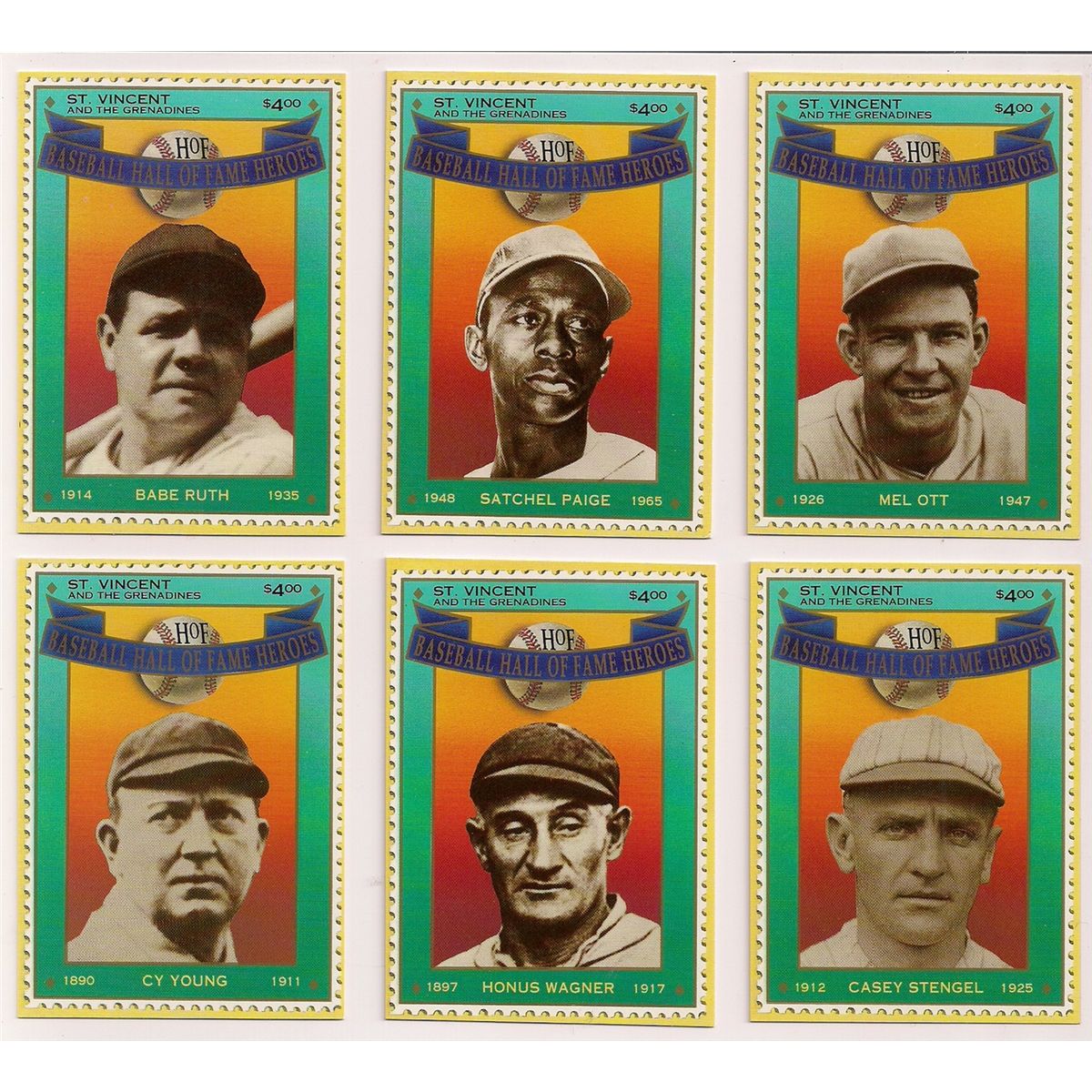 Complete 12Card Set of 1st Edition Baseball Hall of Fame Heroes