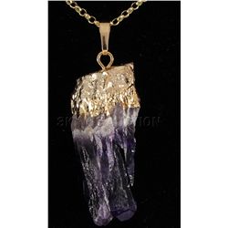 NATURAL 106.02CTW UNCUT AMETHYST GEMSTONE PENDANT