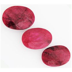 148.73ctw Ruby Oval Cut Loose Gemstone lot of 3