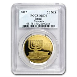 2012 Israel 1 oz Gold Menorah .9999 MS-70 PCGS