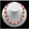 Image 1 : 315.17CTW 18" SUNSET ORANGE FRESHWATER PEARL WITH CORAL