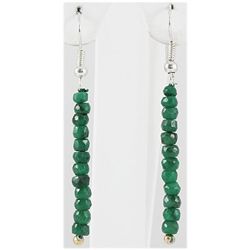 14.37ct Single Faceted Emerald Silver Hook Earring