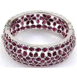 Ruby Bangle Bracelet 92.5 Sterling Silver 54 Grams Diam
