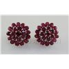Image 2 : 32.27CTW Ruby Flower Design Silver Earring
