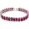 Image 1 : Ruby Oval Cut 3 Rows Sterling Silver 92.5 20 Grams 7.5i