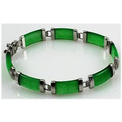 11.45g Apple Green Jade Sterling Silver Bracelet