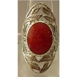 37.40 ctw Coral Ring .925 Sterling Silver