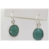 Image 1 : 20.10 CTW EMERALD EARINGS .925 STERLING SILVER