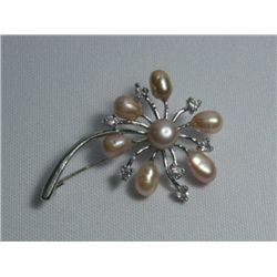 CHIC PEACH PEARL CZ BROOCH AUTHENTIC PHILIPPINE PEARL M