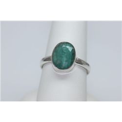 18.68 CTW EMERALD RING .925 STERLING SILVER