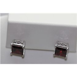 16.35 CTW GARNET EARINGS .925 STERLING SILVER