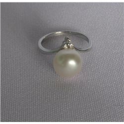 WHITE PEARL 3-STONE CZ RING; AUTHENTIC PHILIPPINE PEARL