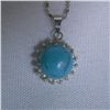 Image 1 : BLUE TURQUOISE ROUND CZ NECKLACE; STONE-BLUE TURQUOISE;