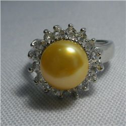 CHAMPAGNE PEARL ROUND CZ RING; AUTHENTIC PHILIPPINE PEA