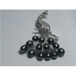 PEACOCK BLACK PEARL BROOCH AUTHENTIC PHILIPPINE PEARL M