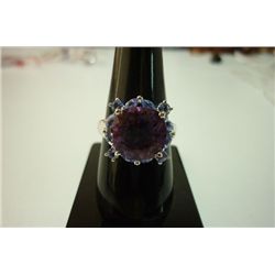 28.00 CTW Amethyst and TANZANITE cut fine ring .925 STE
