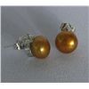 Image 1 : CHAMPAGNE PEARL 3-STONE CZ EARRINGS; AUTHENTIC PHILIPPI