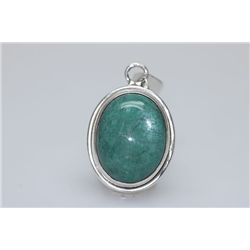 31.19 CTW EMERALD CABUSHION PENDANT .925 STERLING SILVE