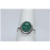 Image 1 : 25.11 CTW EMERALD CABUSHION RING .925 STERLING SILVER