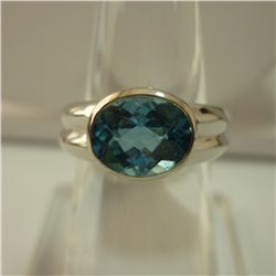 27.00  CTW BLUE TOPAZ RING .925 STERLING SILVER