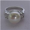 Image 1 : WHITE PEARL BAGUETTE CZ RING; AUTHENTIC PHILIPPINE PEAR