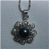Image 1 : WHITE PEARL FLOWER CZ NECKLACE;
