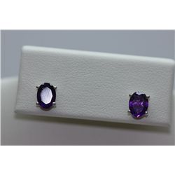 6.75 CTW AMETHYST EARINGS  .925 STERLING SILVER