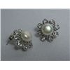 Image 1 : WHITE PEARL FLOWER CZ EARRINGS;
