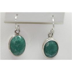 25.50 CTW EMERALD EARINGS .925 STERLING SILVER